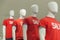 Male mannequins with t-shirts with the inscription Sale