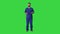 Male medical practitioner in a uniform talking explaining something on a Green Screen, Chroma Key.