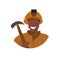 Male miner holding pick axe face avatar happy man in orange uniform professional occupation concept coal industry worker