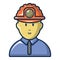 Male miner icon, cartoon style