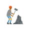 Male miner in uniform working with hammer, professional miner at work, coal mining industry vector Illustration