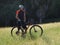 Male with mountain bike. Mountain Biker Enjoys the View