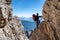 Male mountain climber on a Via Ferrata