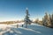 A male mountaineers walking on a glacier. Mountaineers on a sno