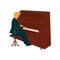 Male Musician Playing Piano, Pianist with Classical Musical Instrument Vector Illustration