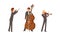 Male Musicians of Symphonic Orchestra Playing Various Musical Instruments Vector Set