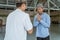 male muslim at the mosque welcoming guest