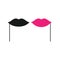 Male mustache and female lips on a stick