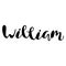 Male name - William. Lettering design. Handwritten typography. V