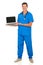 Male nurse laptop computer