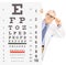 Male optician standing behind eyesight test