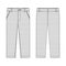 Male pants in melange fabric. KIds casual trousers design template