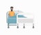 Male Patient on Hospital Bed Vector Illustration