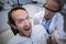 Male patient scared during a dental check-up