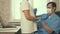 A male pediatrician applies stethoscope to child`s chest, listens to heart and lungs of teenage girl. doctor