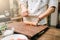 Male person cooking seafood, japanese kitchen