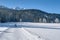 Male person cross-country skiing in beautiful nordic winter landscape in Leogang, Tirol, Alps, Austria