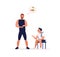 Male personal coach giving advice on nutrition vector flat illustration. Trainer consult man to body healthy and gaining