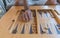 Male playing a traditional oriental board game of backgammon. Close-up men`s hands throwing dice