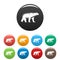 Male polar bear icons set color