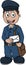 Male Postman Cartoon Color Illustration