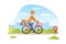 Male Postman or Courier Delivering Parcel Boxes to Customer by Bike, Delivery Service Concept Vector Illustration