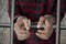 Male prisoner with handcuffs in the jail