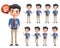 Male professional business characters vector set. Business manager character standing and wearing work attire.