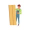 Male professional carpenter building a wooden construction vector Illustration on a white background