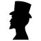 Male profile silhouette in a tall hat