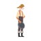 Male Prospector Standing with Pan, Mature Bearded Gold Miner Wild West Character Wearing Vintage Clothes Cartoon Style