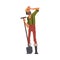 Male Prospector Standing with Shovel, Bearded Gold Miner Character Wearing Vintage Clothes Cartoon Style Vector