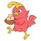 The male red bird is walking carrying the eggs of his chicks, doodle icon image kawaii