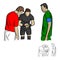 Male referee tossing a coin before the soccer game vector illus