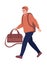 Male refugee with luggage running away from war semi flat color vector character