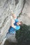 Male rock climber on the cliff