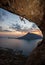 Male rock climber at sunset. Kalymnos, Greece