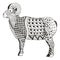 Male rocky mountain bighorn sheep ram standing zentangle stylize