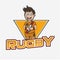 Male Rugby Player Color Logo Illustration Design