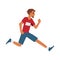 Male runner athlete in sport clothes running forward, cartoon man