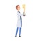 Male Scientist Character in Lab Coat Doing Experiment in Scientific Lab Vector Illustration