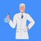 Male scientist holding test tube man laboratory technician in white uniform medical worker professional occupation