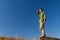 Male Scout Standing on Rock Observing the Field