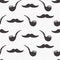 Male seamless pattern, gentlemens print with mustaches and smoking pipes on polka dot background. Black and white design. Vector
