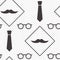 Male seamless pattern, gentlemens print with mustaches, ties and glasses on polka dot background, wrapping paper. Black and white