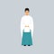 Male Shinto priest in traditional clothing, representative of religious confession vector Illustration