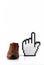 Male shoe and cursor pointer hand sign