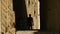 Male silhouette looking at ancient architecture of Castel dell\'Ovo in Naples