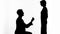 Male silhouette making proposal to woman, marriage offer, romantic relations