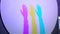 male silhouette waving hand. multi-colored double reflection, human aura, mysticism